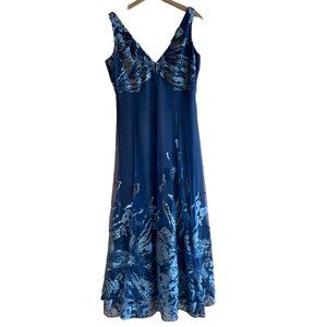 Marchesa Notte Embroidered Sequined Blue Tulle Gown \ Size 12